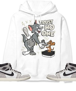 Jordan 1 Elephant Print White Cement Unisex Sweatshirt, Hoodie Trust No One Cat And Mouse, Shirt To Match Sneaker