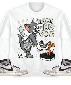 Jordan 1 Elephant Print White Cement Unisex Sweatshirt, Hoodie Trust No One Cat And Mouse, Shirt To Match Sneaker