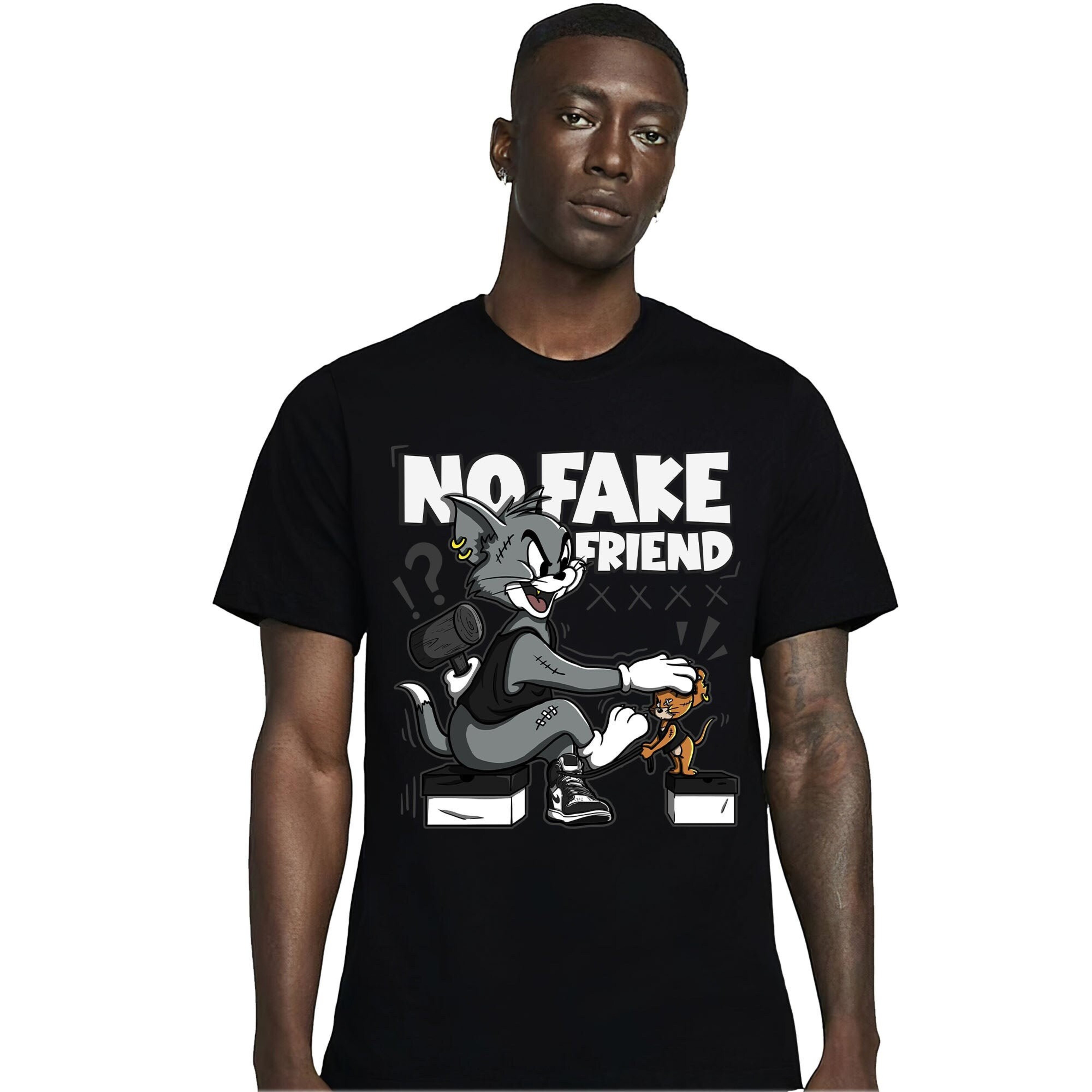 Jordan 1 High 85 Black White Unisex Shirt Fake Friend Cat And Mouse, Shirt To Match Sneaker