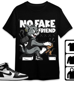 Jordan 1 High 85 Black White Unisex Shirt Fake Friend Cat And Mouse, Shirt To Match Sneaker