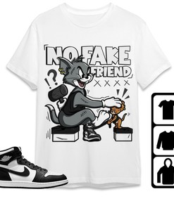 Jordan 1 High 85 Black White Unisex Shirt Fake Friend Cat And Mouse, Shirt To Match Sneaker