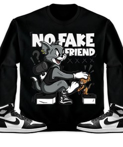 Jordan 1 High 85 Black White Unisex Shirt Fake Friend Cat And Mouse, Shirt To Match Sneaker
