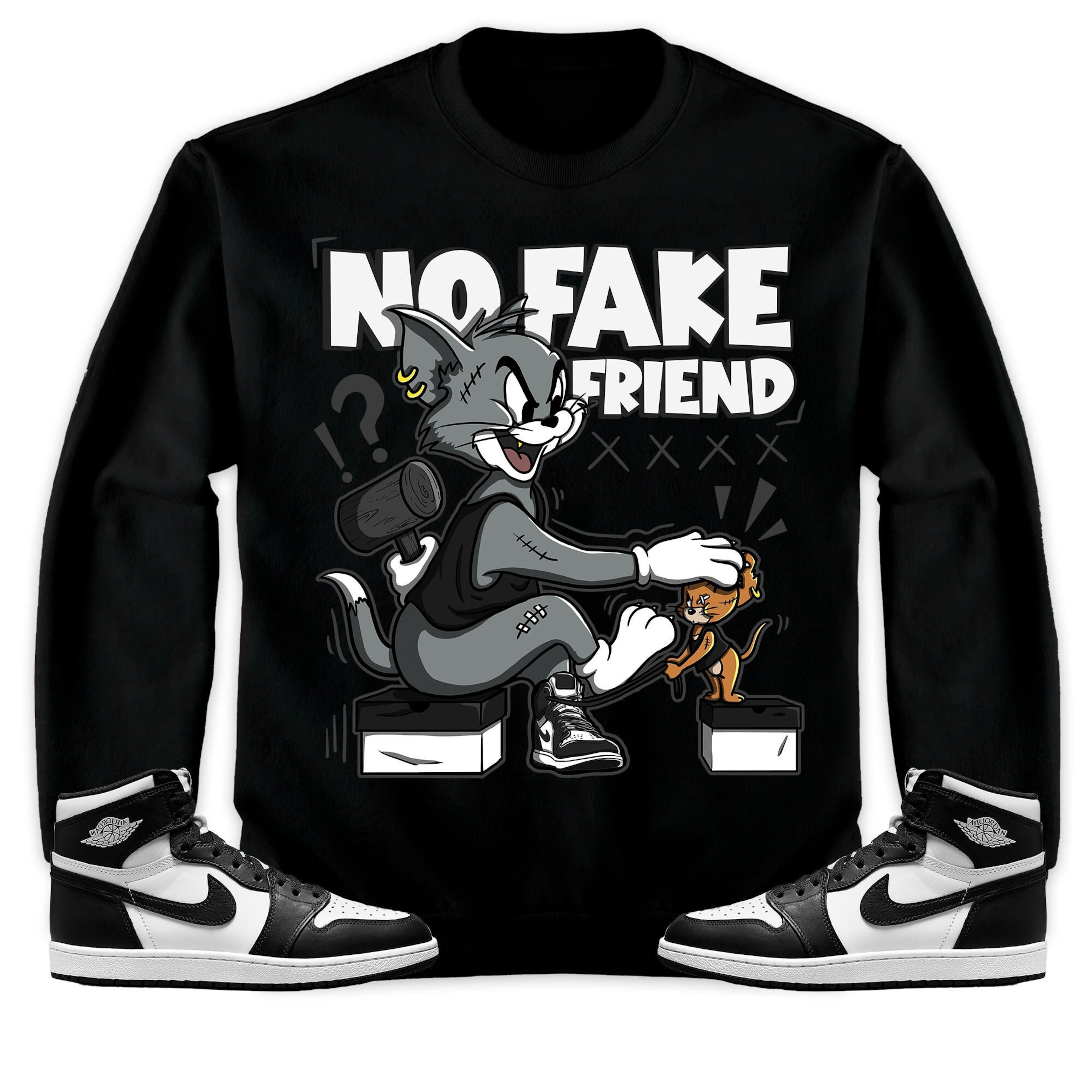 Jordan 1 High 85 Black White Unisex Shirt Fake Friend Cat And Mouse, Shirt To Match Sneaker