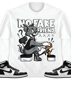 Jordan 1 High 85 Black White Unisex Sweatshirt, Hoodie Fake Friend Cat And Mouse, Shirt To Match Sneaker