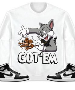 Jordan 1 High 85 Black White Unisex Sweatshirt, Hoodie Got Em Cat And Mouse, Shirt To Match Sneaker