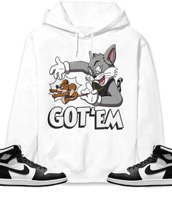 Jordan 1 High 85 Black White Unisex Sweatshirt, Hoodie Got Em Cat And Mouse, Shirt To Match Sneaker
