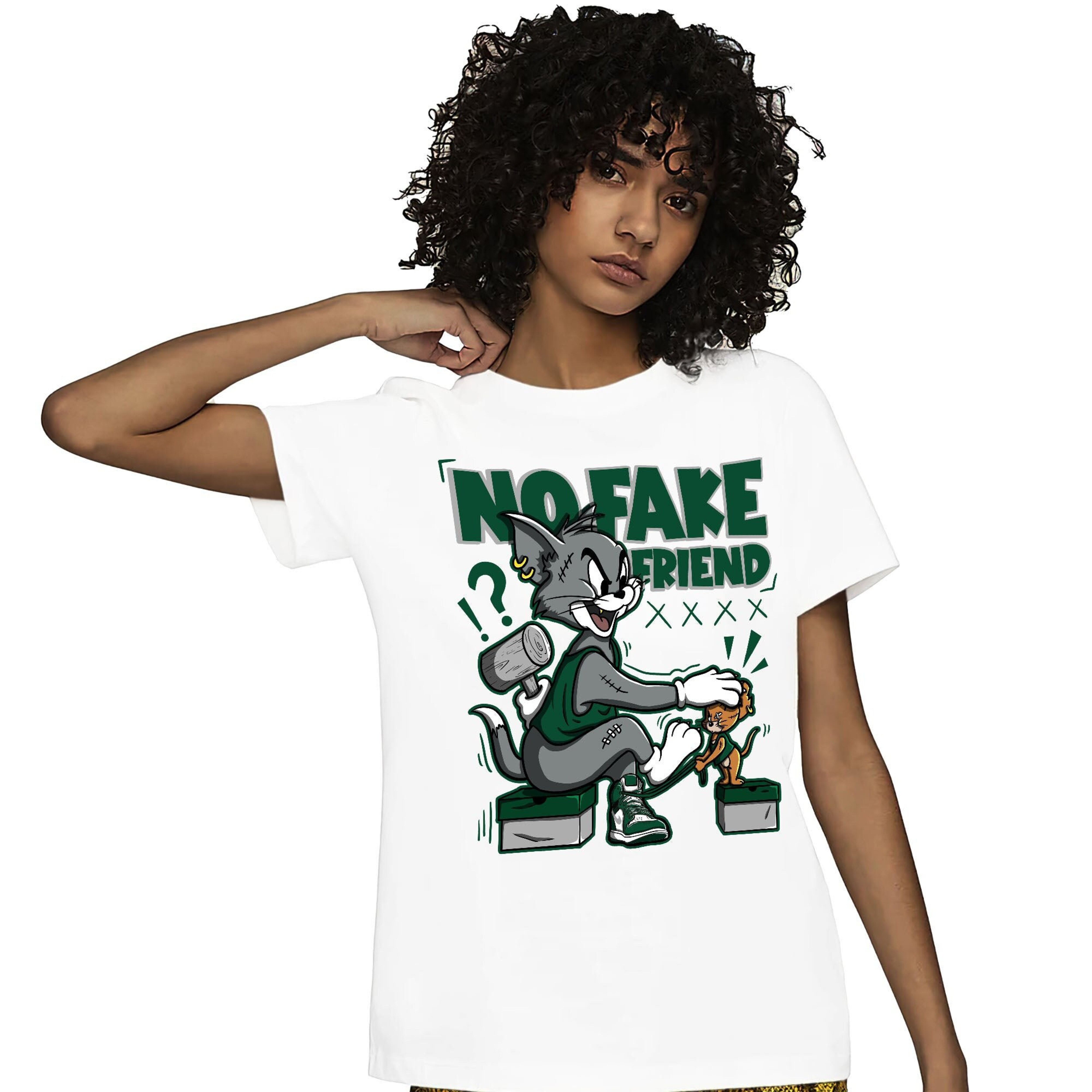 Jordan 1 High OG Gorge Green Unisex Shirt Fake Friend Cat And Mouse, Shirt To Match Sneaker