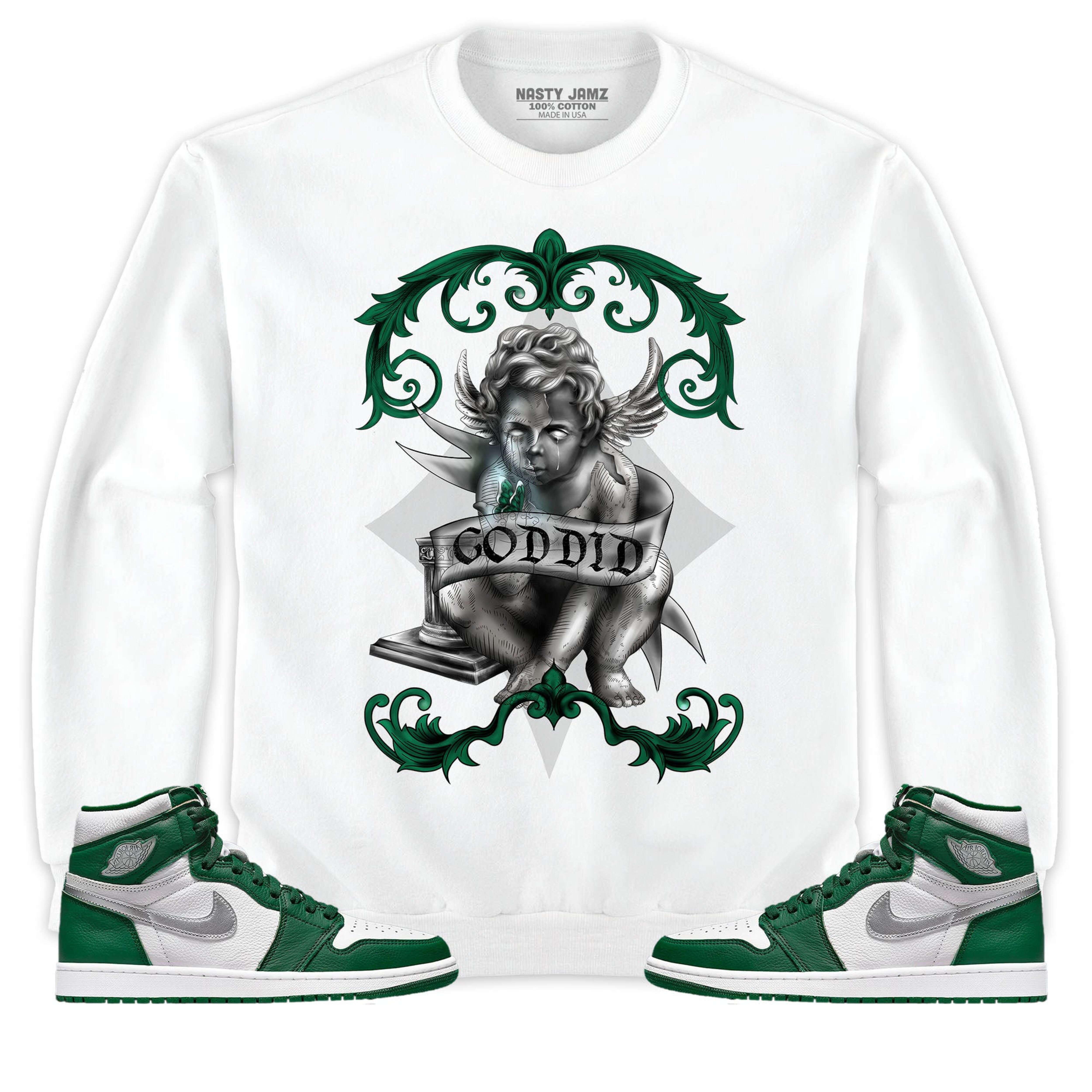 Jordan 1 High OG Gorge Green Unisex Shirt God Did, Shirt To Match Sneaker