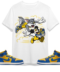 Jordan 1 High OG Laney Unisex Shirt Cat And Mouse Chasing, Shirt To Match Sneaker