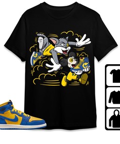 Jordan 1 High OG Laney Unisex Shirt Cat And Mouse Chasing, Shirt To Match Sneaker