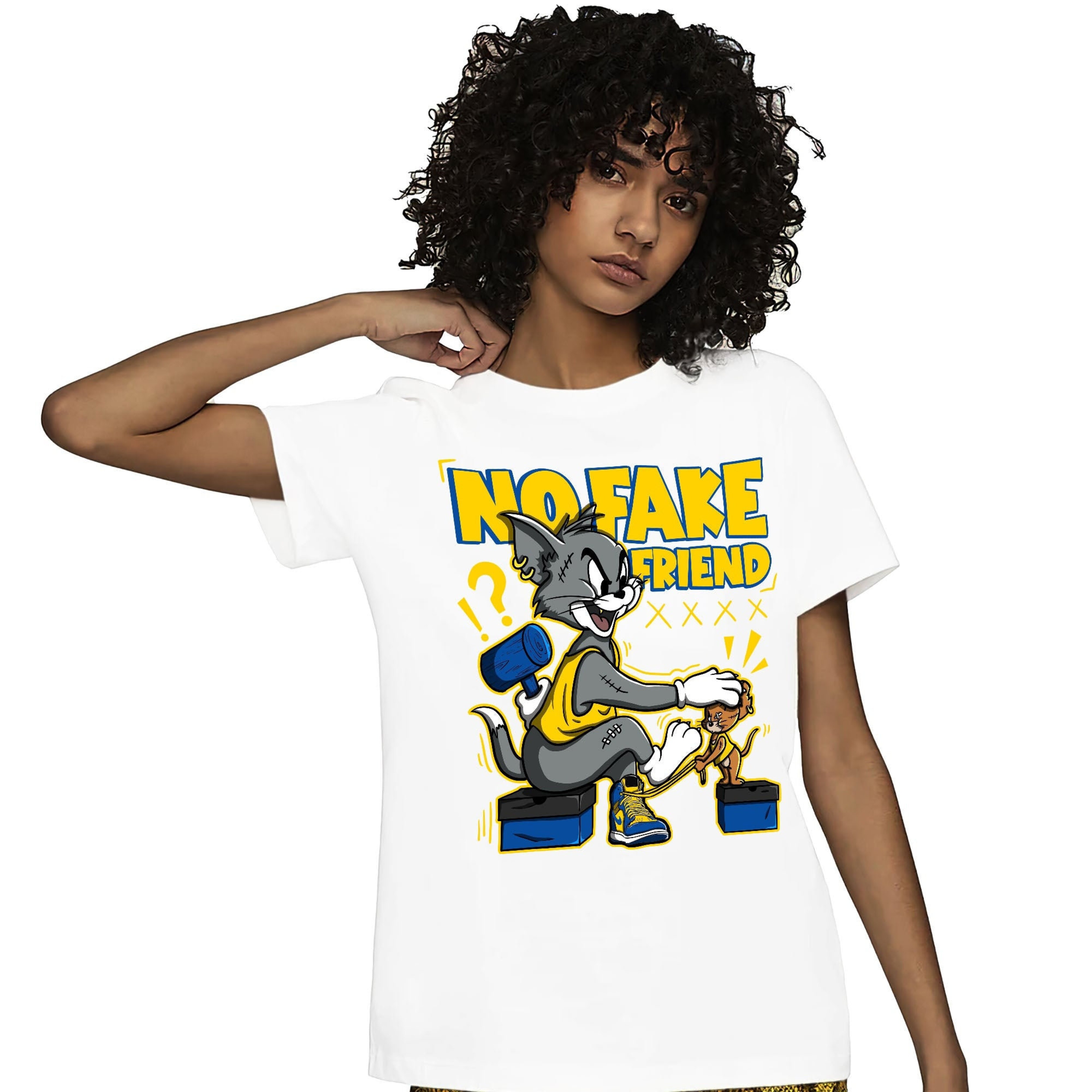 Jordan 1 High OG Laney Unisex Shirt Fake Friend Cat And Mouse, Shirt To Match Sneaker