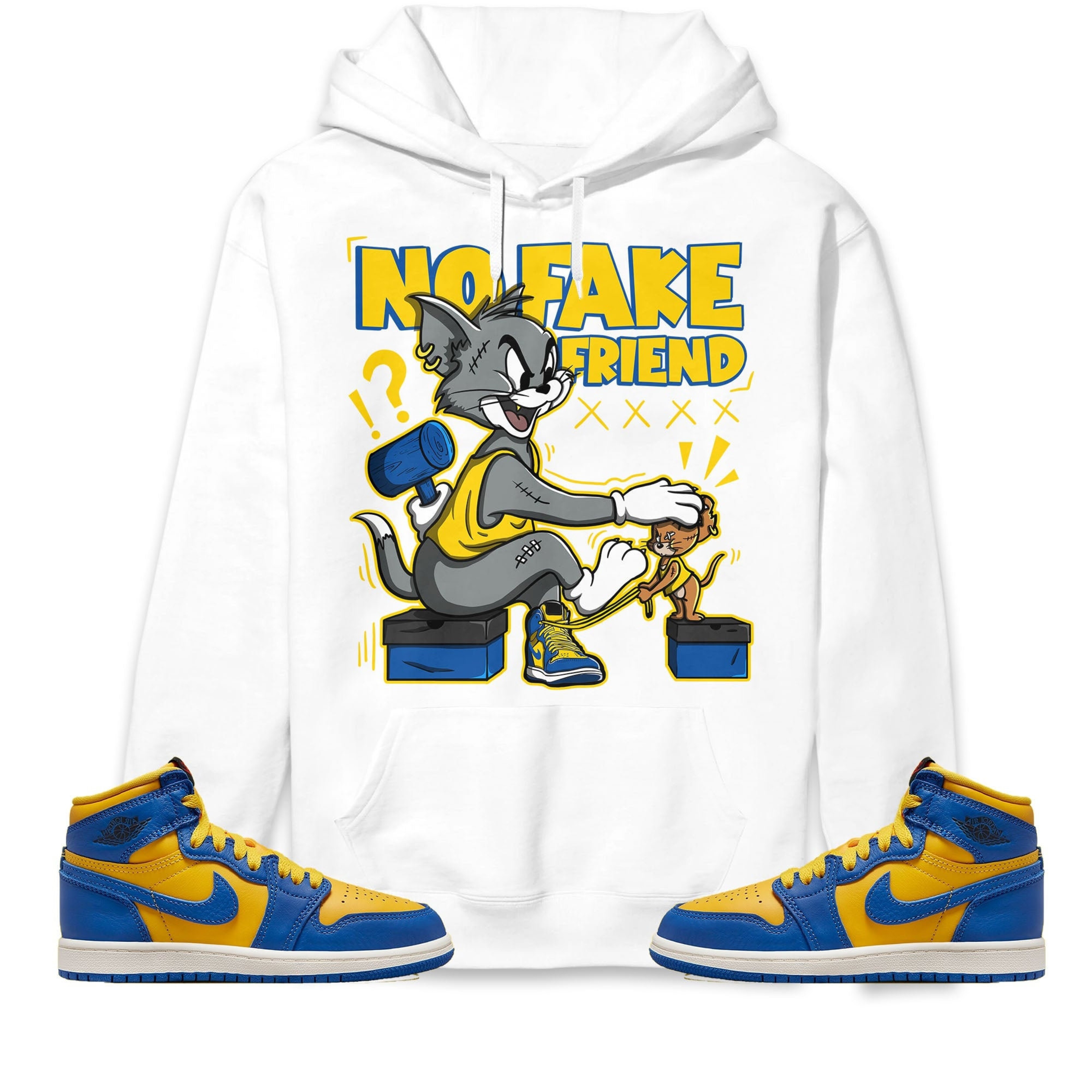Jordan 1 High OG Laney Unisex Sweatshirt, Hoodie Fake Friend Cat And Mouse, Shirt To Match Sneaker
