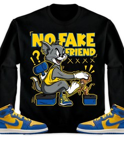 Jordan 1 High OG Laney Unisex Sweatshirt, Hoodie Fake Friend Cat And Mouse, Shirt To Match Sneaker