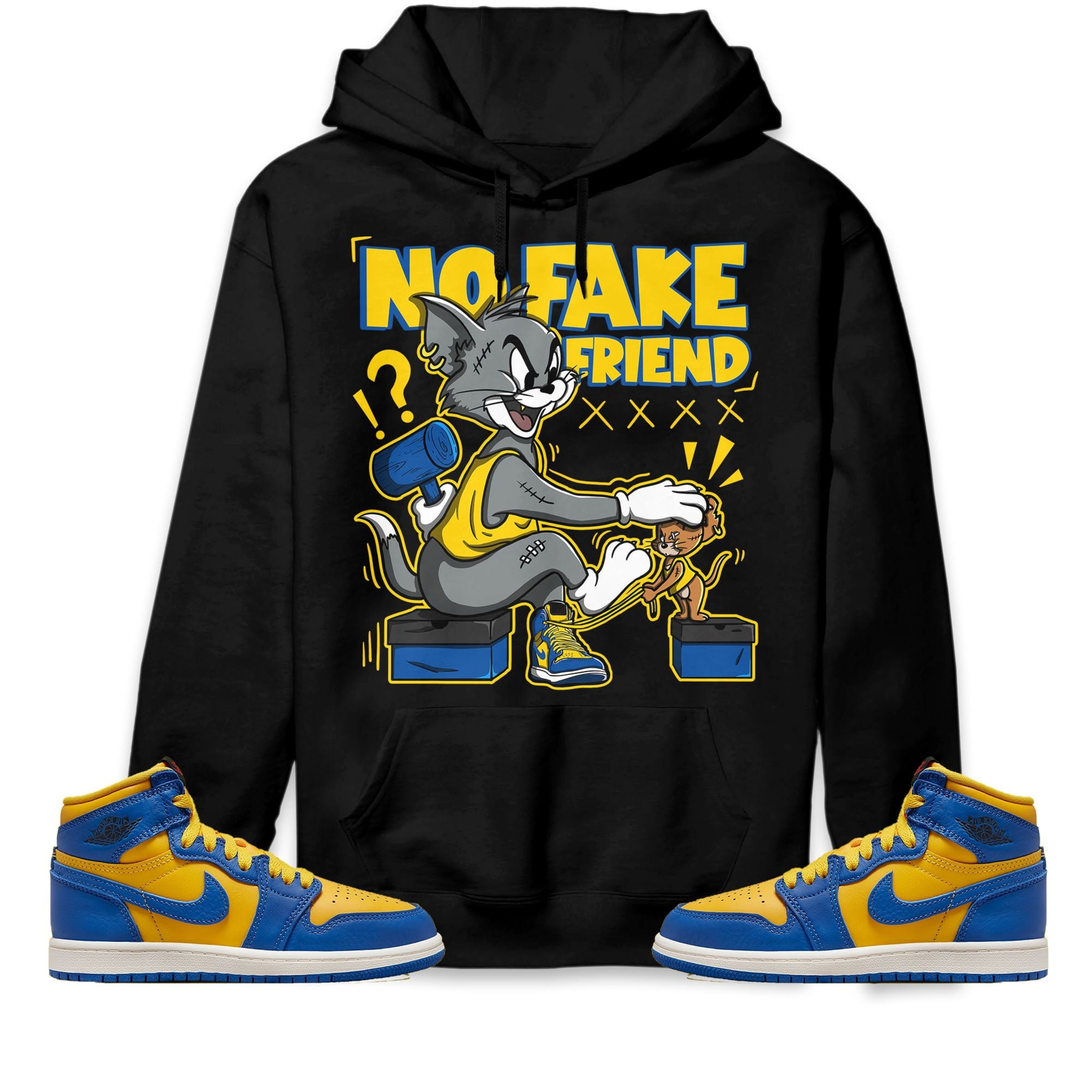 Jordan 1 High OG Laney Unisex Sweatshirt, Hoodie Fake Friend Cat And Mouse, Shirt To Match Sneaker