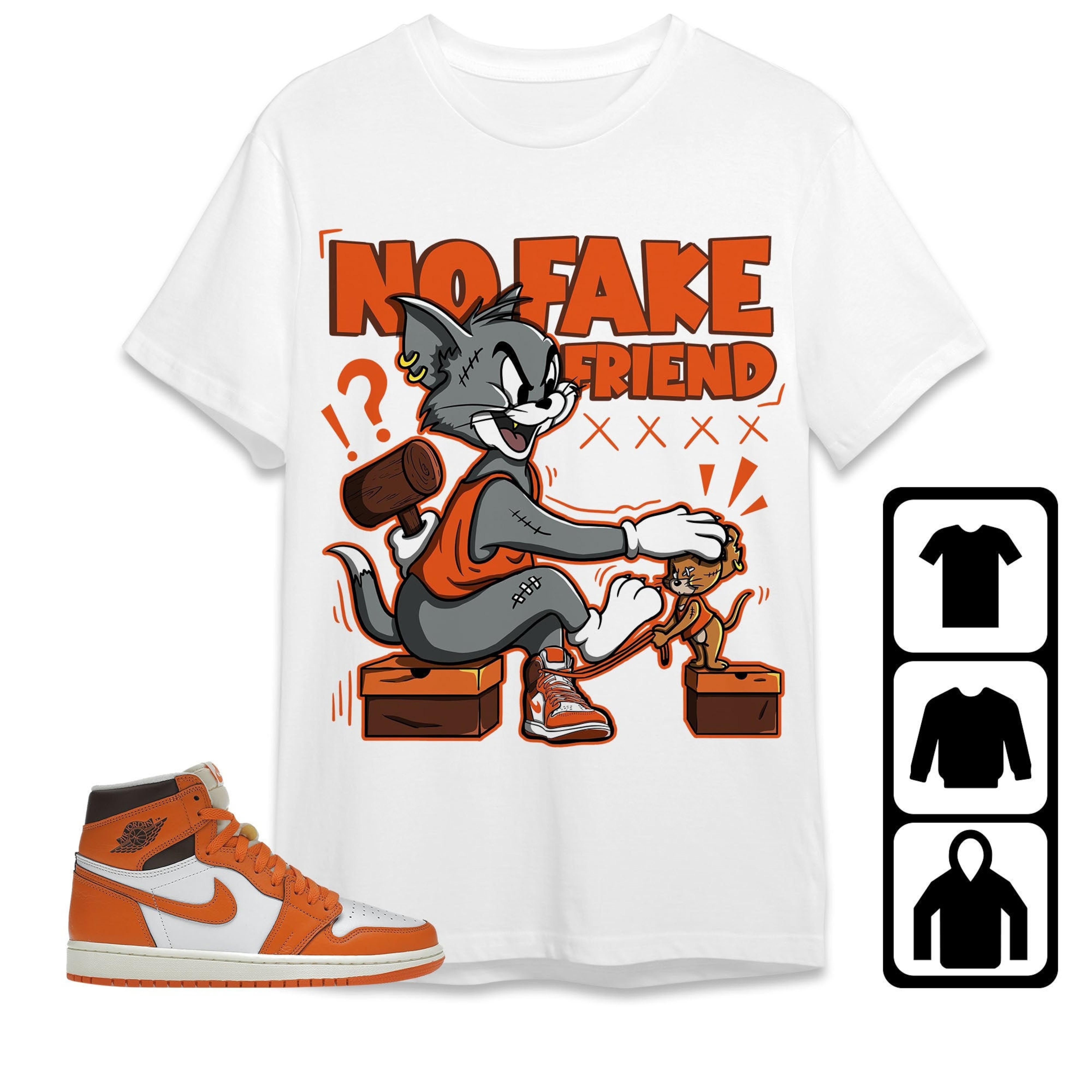Jordan 1 High OG Starfish Unisex Shirt Fake Friend Cat And Mouse, Shirt To Match Sneaker