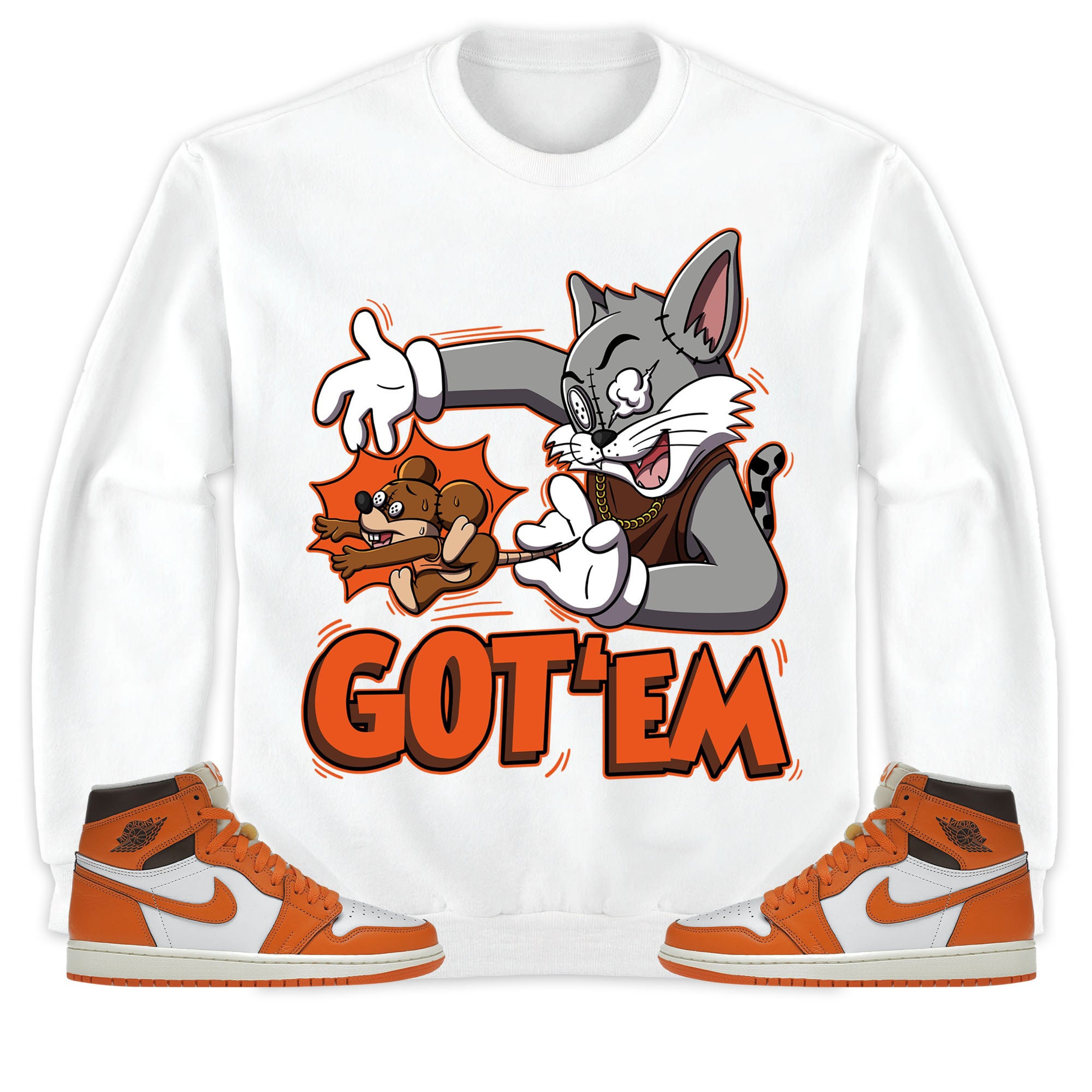 Jordan 1 High OG Starfish Unisex Sweatshirt, Hoodie Got Em Cat And Mouse, Shirt To Match Sneaker
