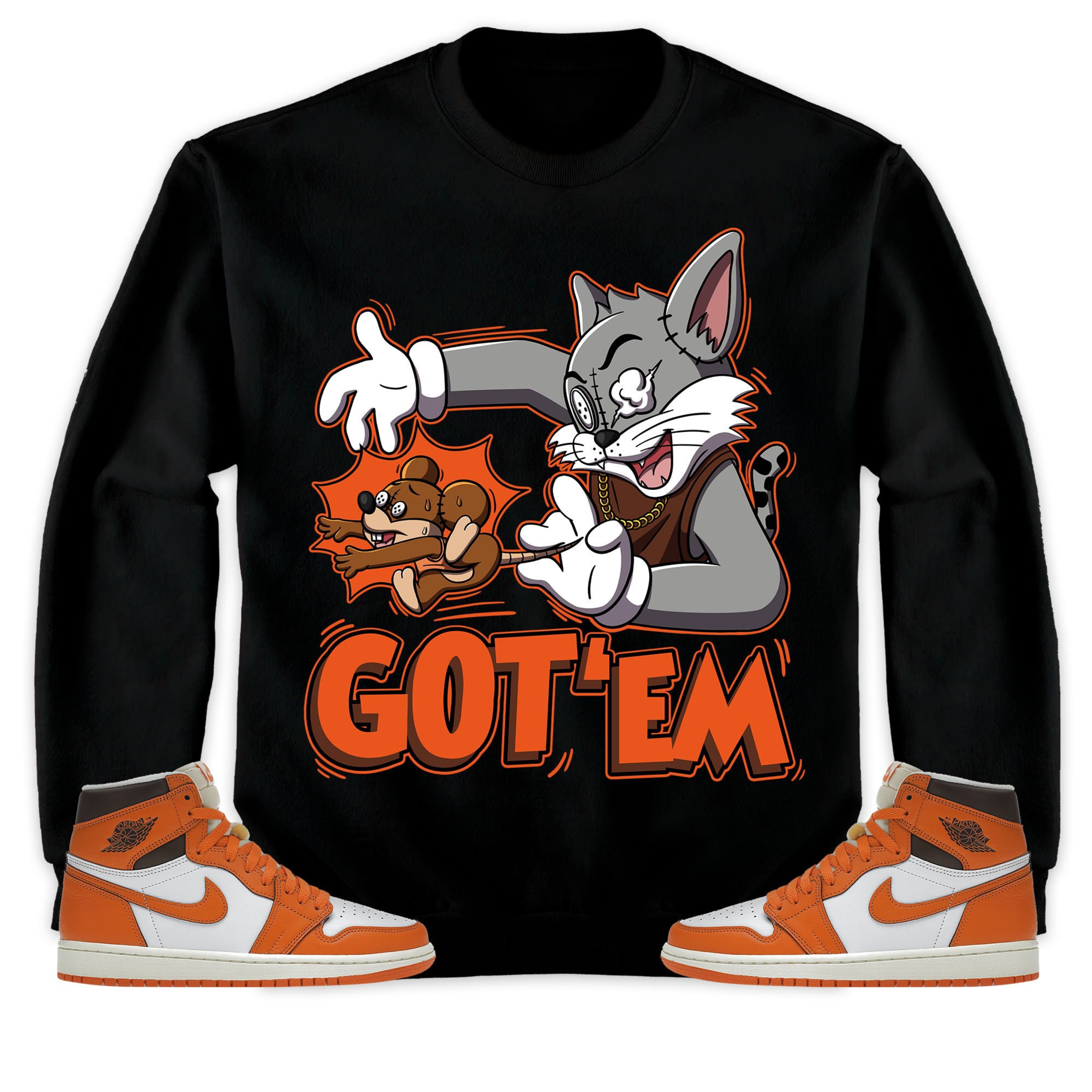 Jordan 1 High OG Starfish Unisex Sweatshirt, Hoodie Got Em Cat And Mouse, Shirt To Match Sneaker