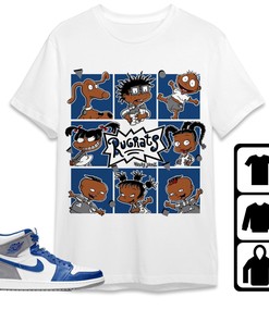 Jordan 1 High OG True Blue Unisex Shirt 90s Cartoon, Shirt To Match Sneaker