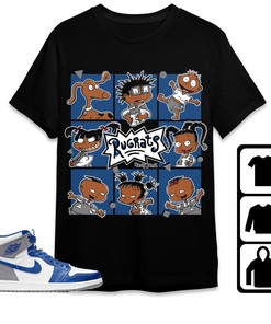 Jordan 1 High OG True Blue Unisex Shirt 90s Cartoon, Shirt To Match Sneaker