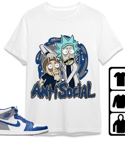 Jordan 1 High OG True Blue Unisex Shirt Rick Anti Social, Shirt To Match Sneaker