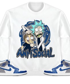 Jordan 1 High OG True Blue Unisex Shirt Rick Anti Social, Shirt To Match Sneaker