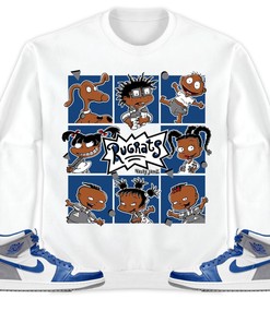 Jordan 1 High OG True Blue Unisex Sweatshirt, Hoodie 90s Cartoon, Shirt To Match Sneaker