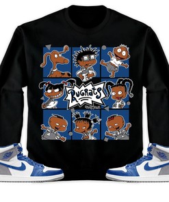 Jordan 1 High OG True Blue Unisex Sweatshirt, Hoodie 90s Cartoon, Shirt To Match Sneaker