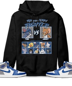 Jordan 1 High OG True Blue Unisex Sweatshirt, Hoodie, Cat And Mouse Fighter, Shirt To Match Sneaker