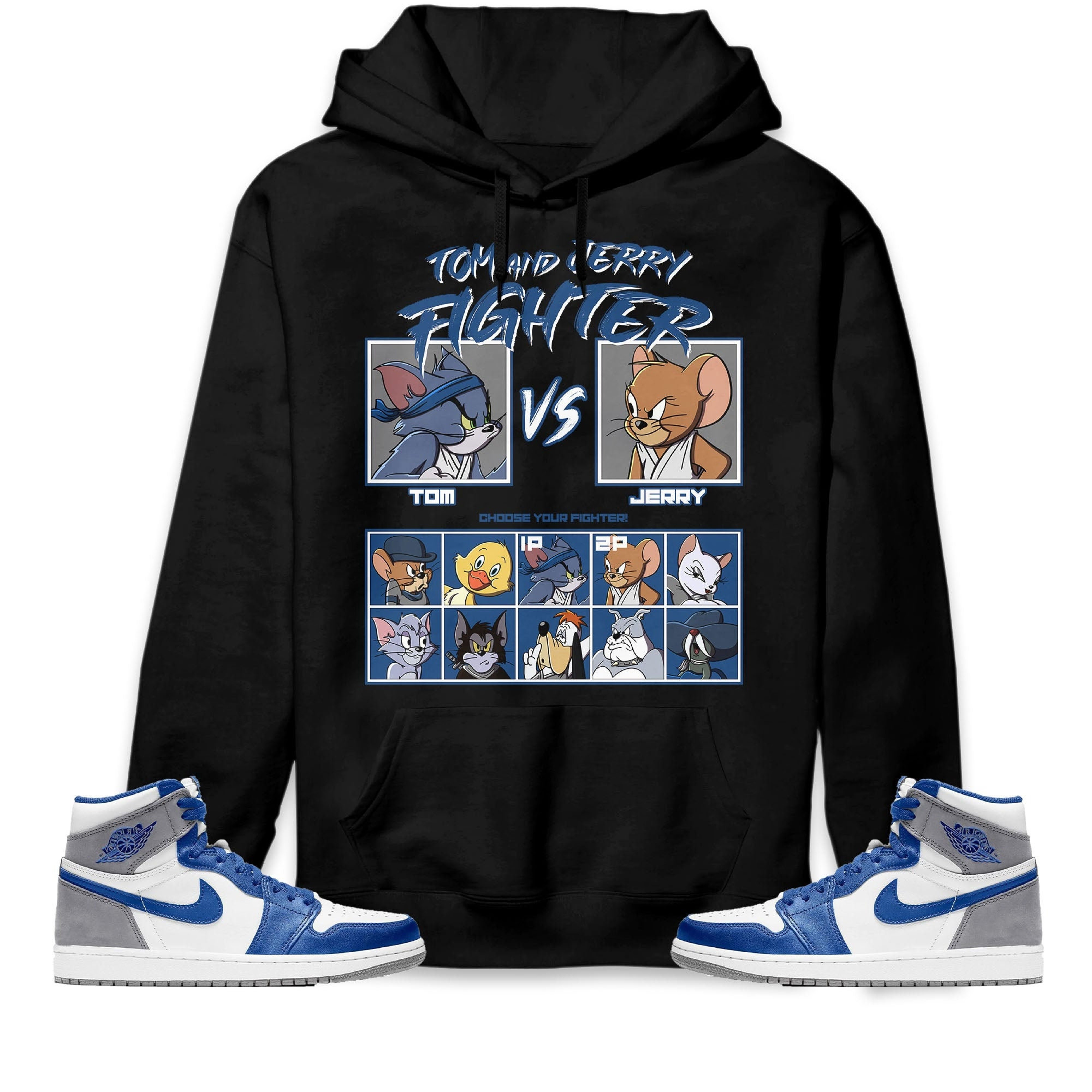 Jordan 1 High OG True Blue Unisex Sweatshirt, Hoodie, Cat And Mouse Fighter, Shirt To Match Sneaker