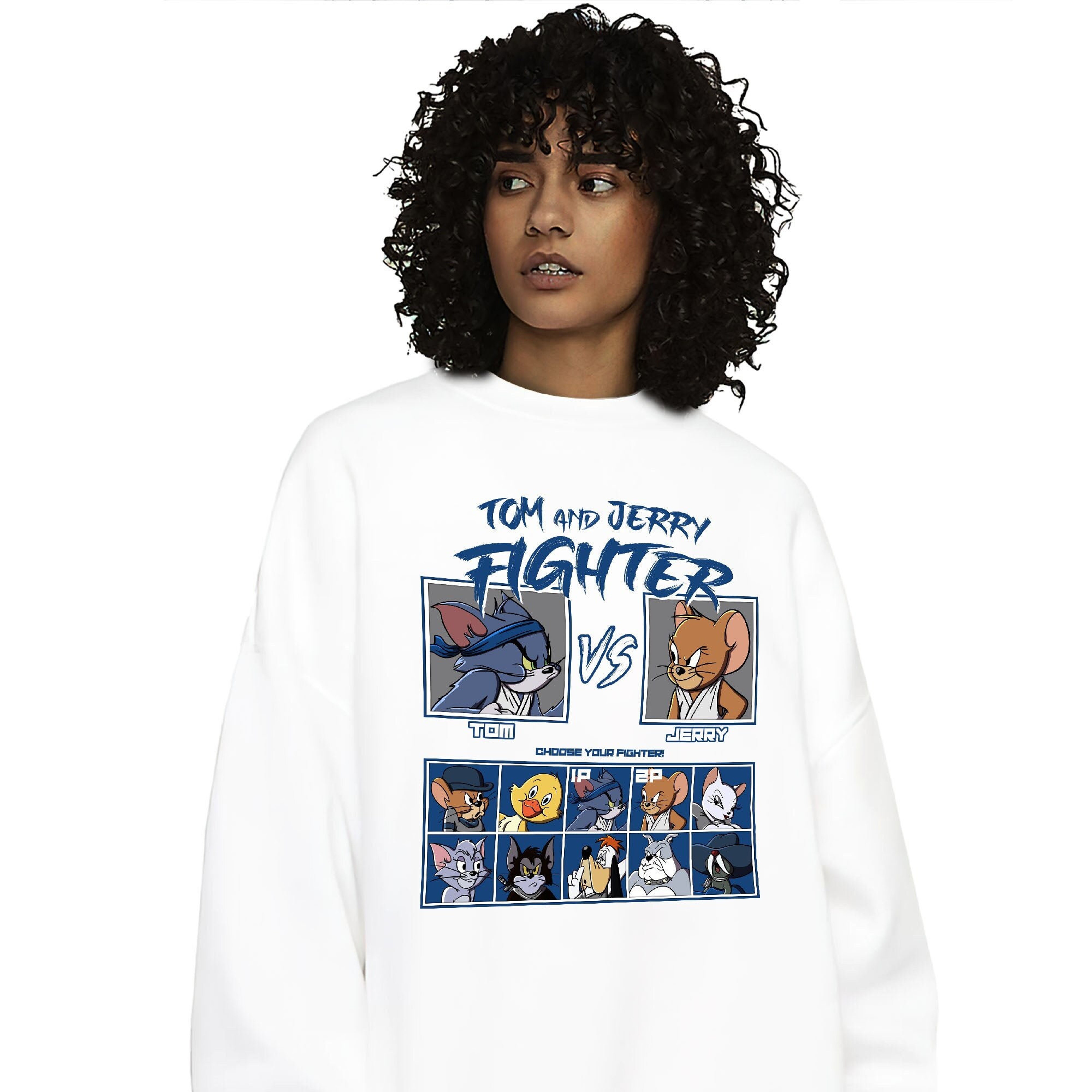 Jordan 1 High OG True Blue Unisex Sweatshirt, Hoodie, Cat And Mouse Fighter, Shirt To Match Sneaker