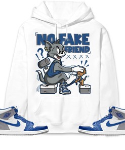 Jordan 1 High OG True Blue Unisex Sweatshirt, Hoodie Fake Friend Cat And Mouse, Shirt To Match Sneaker