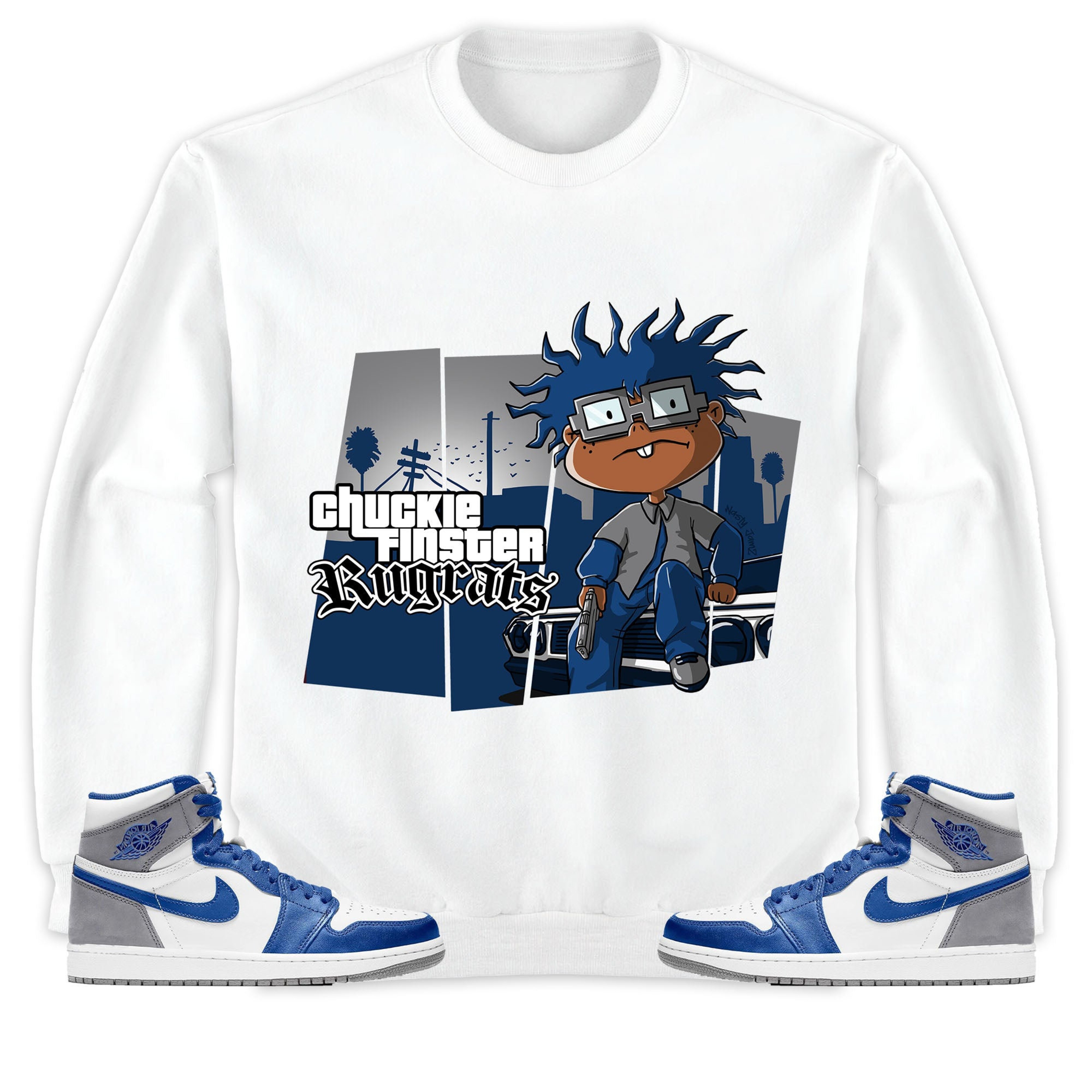 Jordan 1 High OG True Blue Unisex Sweatshirt, Hoodie GTA, Shirt To Match Sneaker