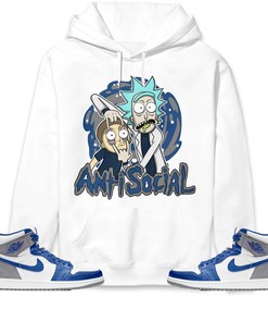 Jordan 1 High OG True Blue Unisex Sweatshirt, Hoodie Rick Anti Social, Shirt To Match Sneaker