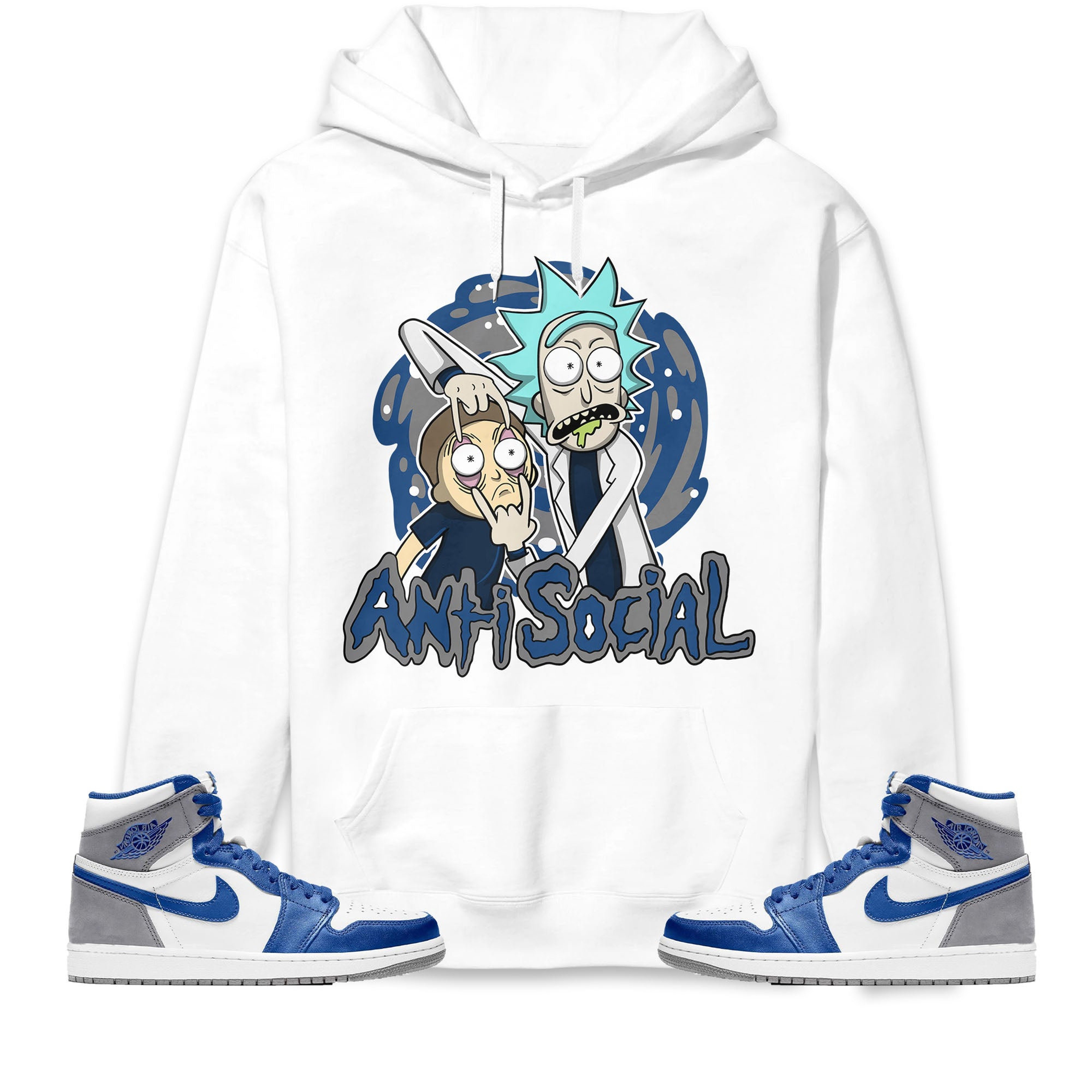 Jordan 1 High OG True Blue Unisex Sweatshirt, Hoodie Rick Anti Social, Shirt To Match Sneaker