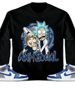 Jordan 1 High OG True Blue Unisex Sweatshirt, Hoodie Rick Anti Social, Shirt To Match Sneaker
