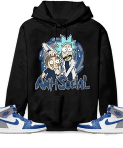 Jordan 1 High OG True Blue Unisex Sweatshirt, Hoodie Rick Anti Social, Shirt To Match Sneaker