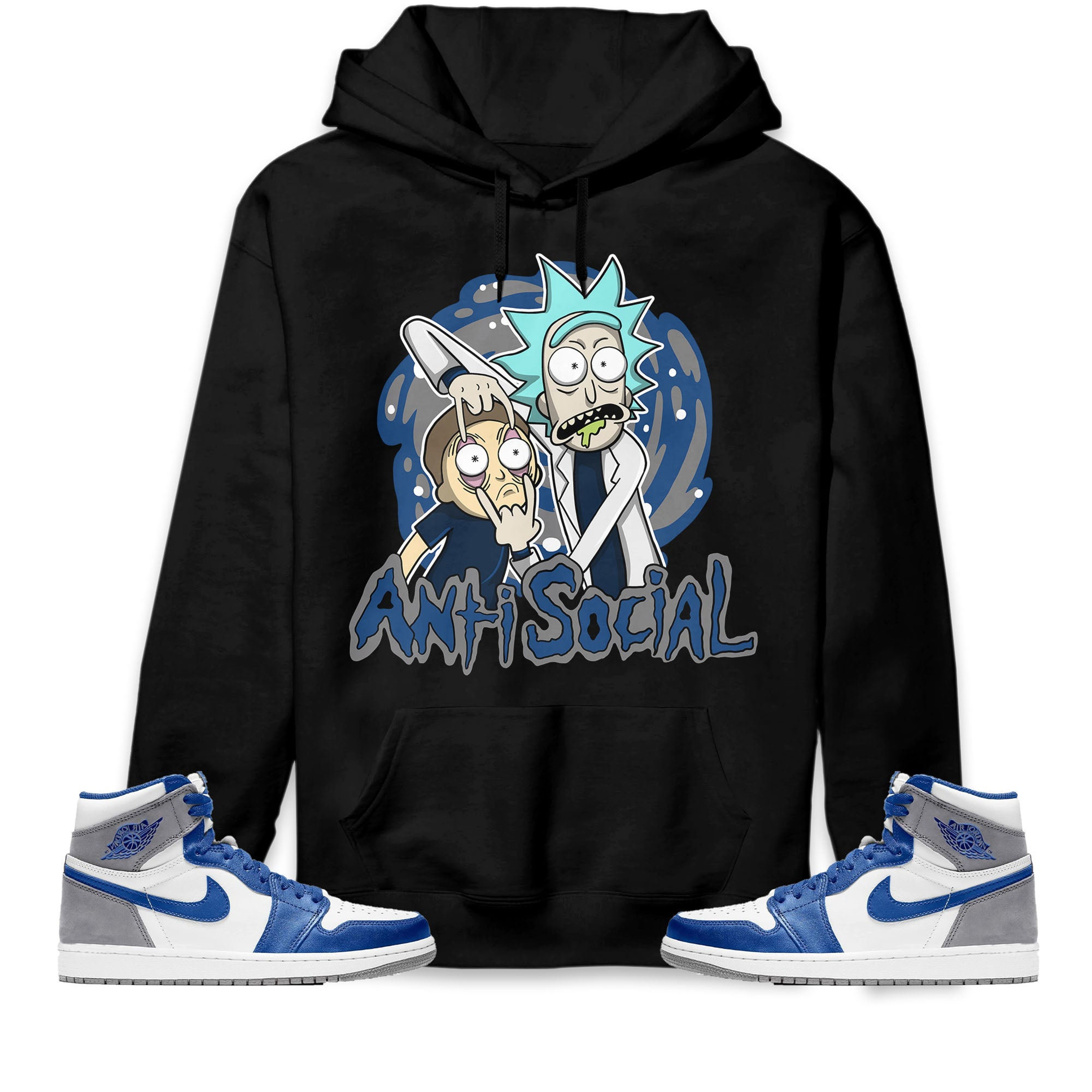 Jordan 1 High OG True Blue Unisex Sweatshirt, Hoodie Rick Anti Social, Shirt To Match Sneaker