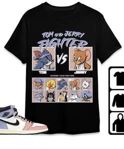 Jordan 1 High Skyline Unisex Shirt Cat And Mouse Fighter, Shirt To Match Sneaker