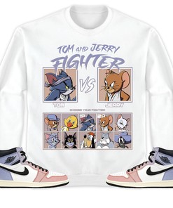 Jordan 1 High Skyline Unisex Shirt Cat And Mouse Fighter, Shirt To Match Sneaker