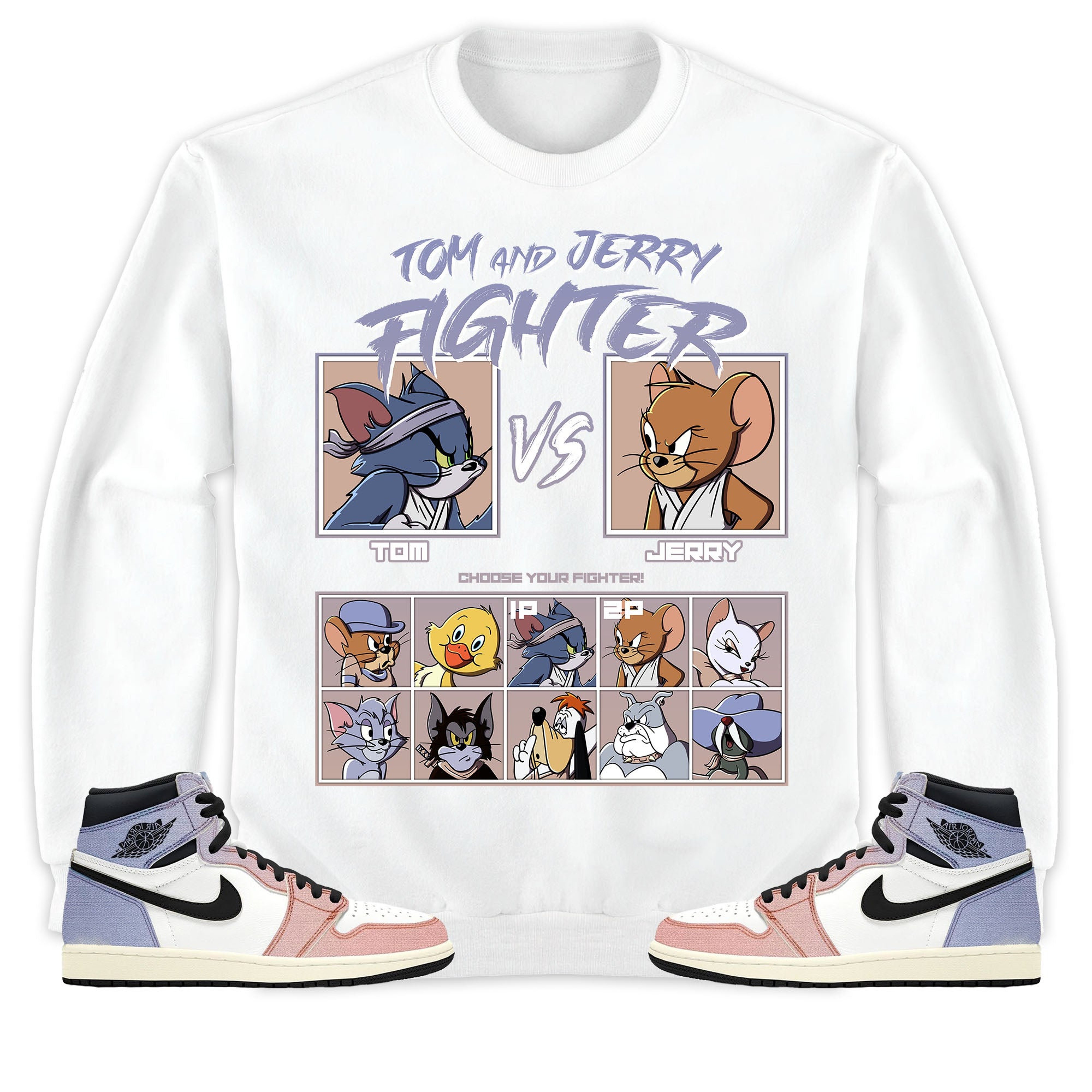 Jordan 1 High Skyline Unisex Shirt Cat And Mouse Fighter, Shirt To Match Sneaker