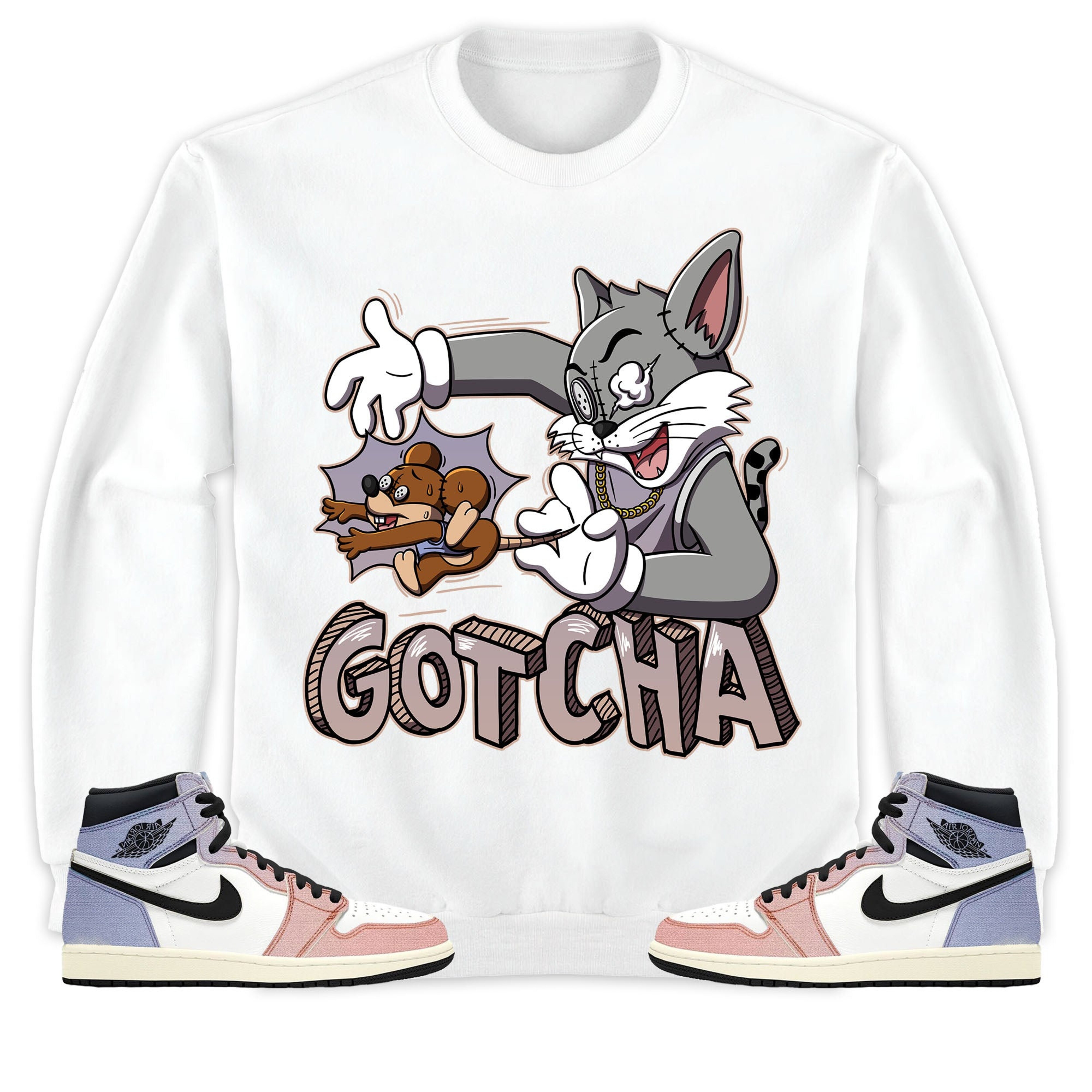 Jordan 1 High Skyline Unisex Shirt Gotcha Cat And Mouse, Shirt To Match Sneaker