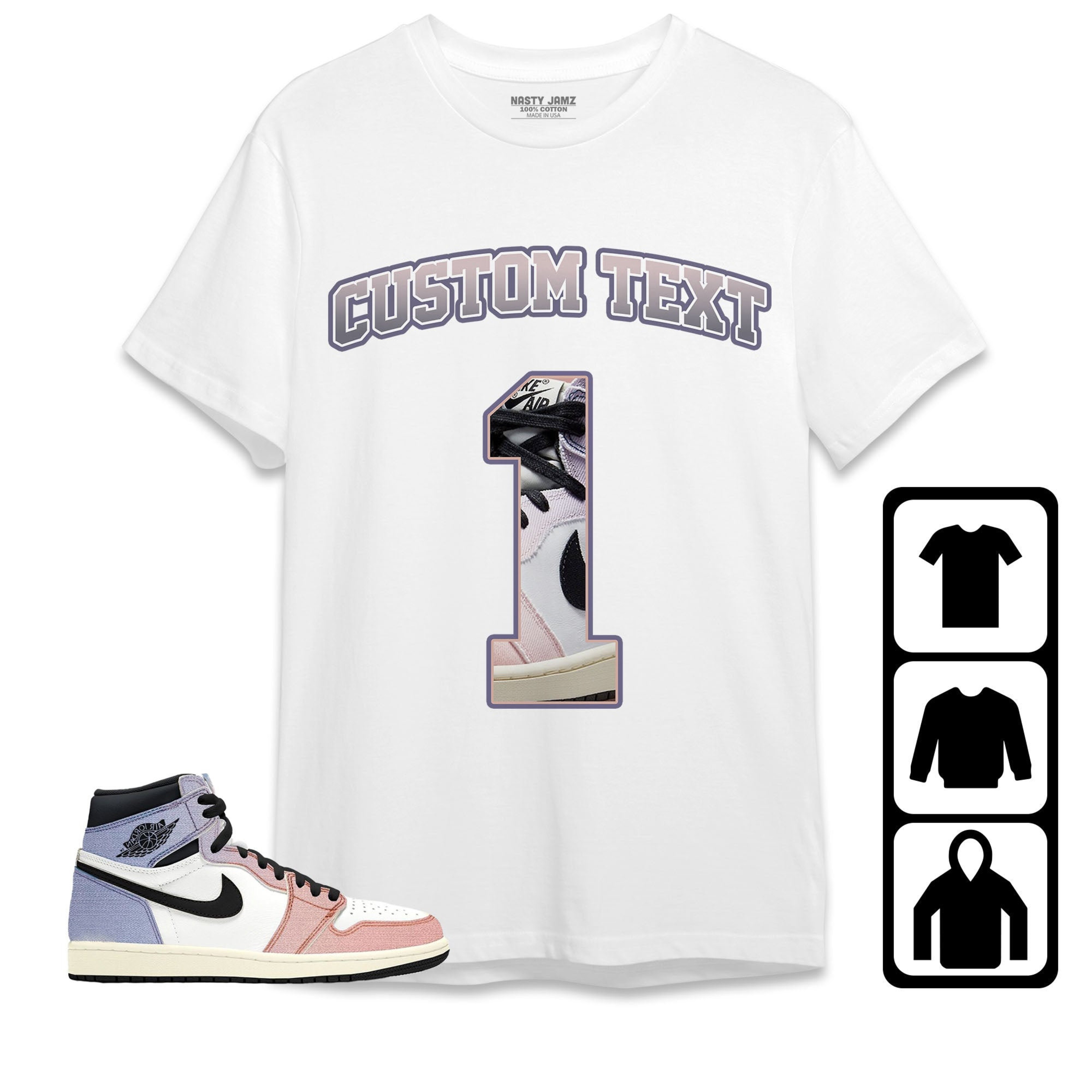 Jordan 1 High Skyline Unisex Shirt Number 1 CM1 Custom Text, Shirt To Match Sneaker