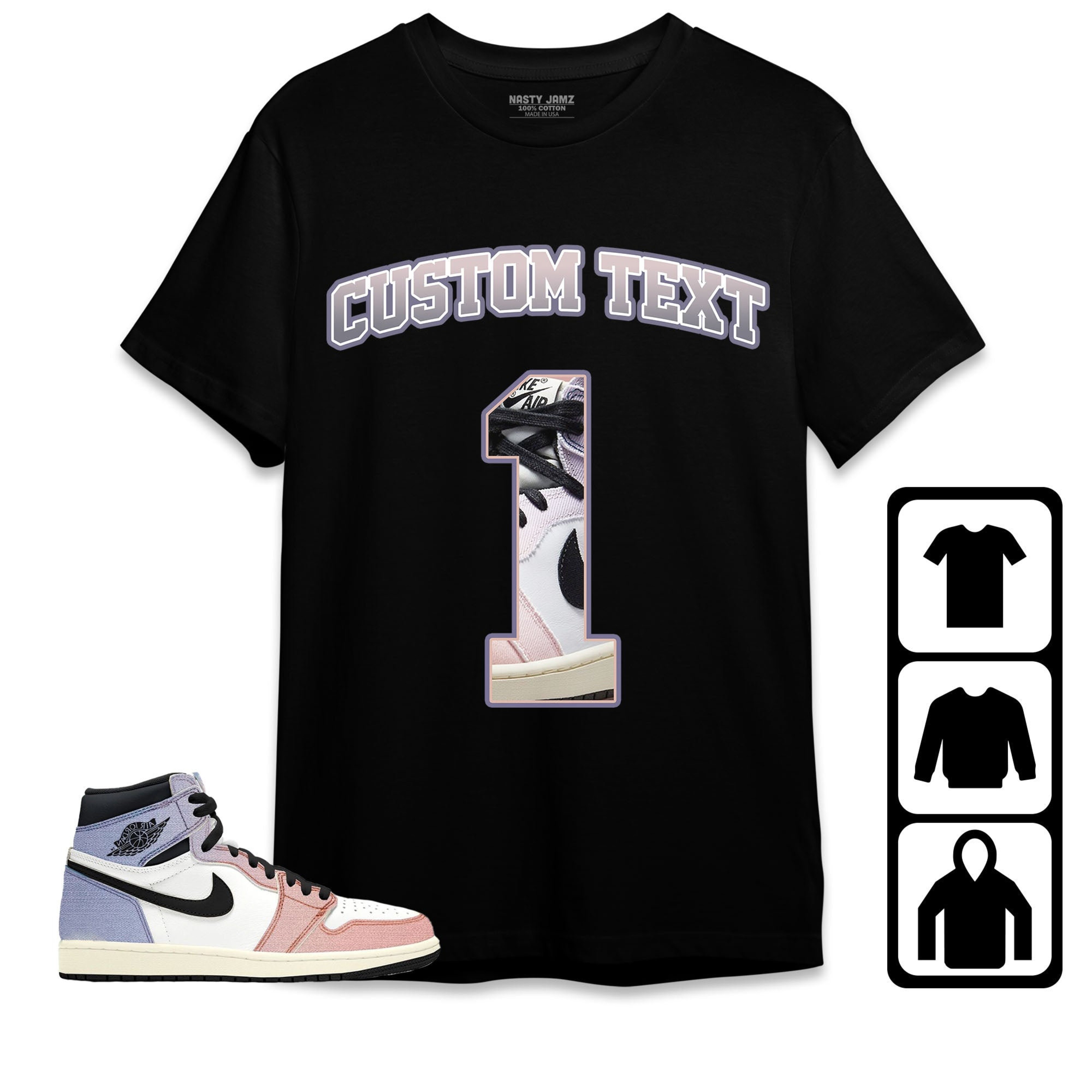 Jordan 1 High Skyline Unisex Shirt Number 1 CM1 Custom Text, Shirt To Match Sneaker