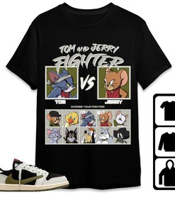 Jordan 1 Low Olive Unisex Shirt Cat And Mouse Fighter, Shirt To Match Sneaker