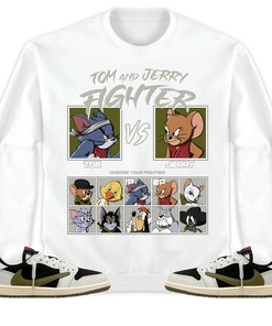 Jordan 1 Low Olive Unisex Shirt Cat And Mouse Fighter, Shirt To Match Sneaker