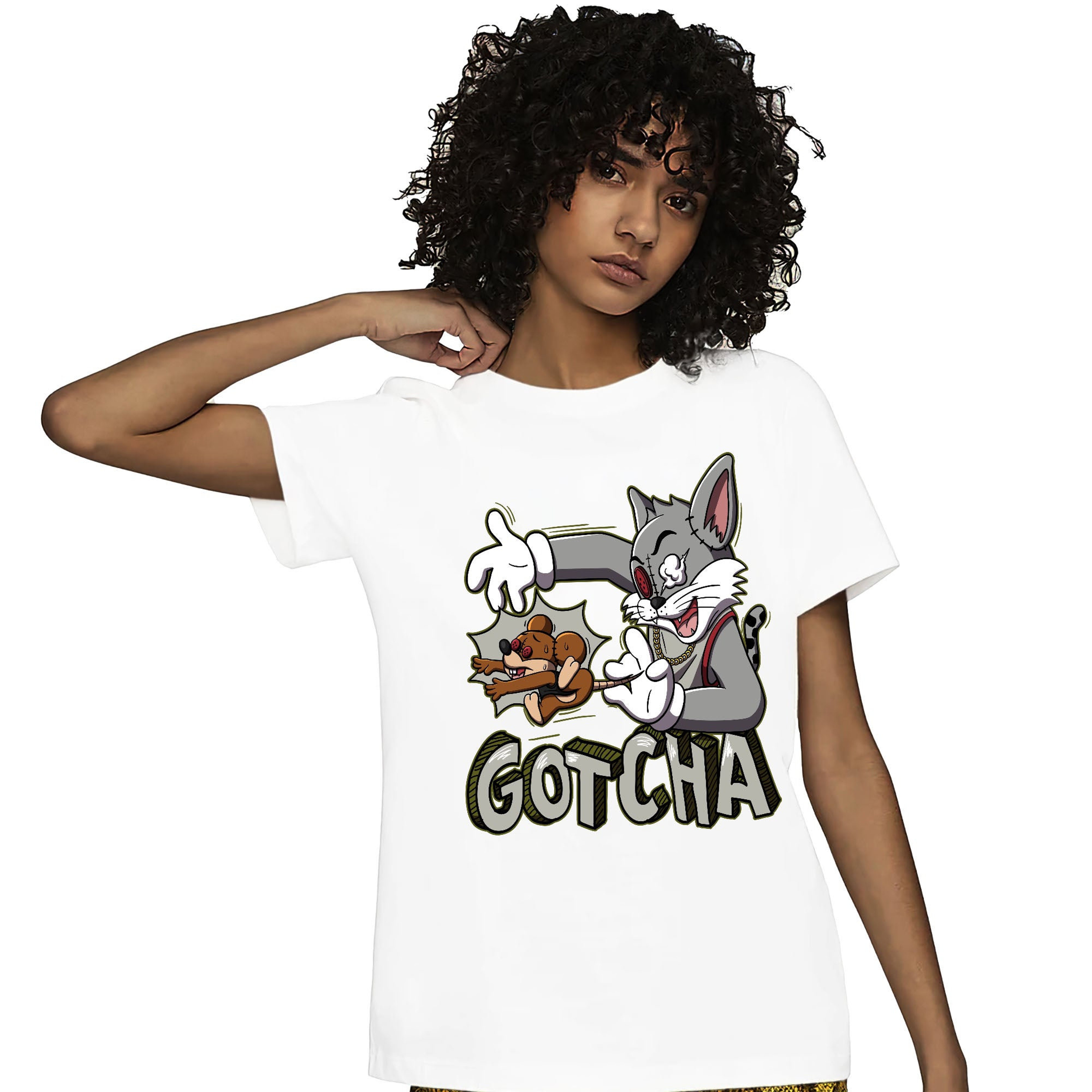 Jordan 1 Low Olive Unisex Shirt Gotcha Cat And Mouse, Shirt To Match Sneaker