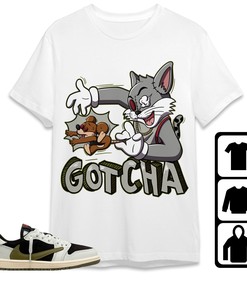 Jordan 1 Low Olive Unisex Shirt Gotcha Cat And Mouse, Shirt To Match Sneaker