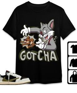Jordan 1 Low Olive Unisex Shirt Gotcha Cat And Mouse, Shirt To Match Sneaker