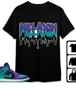 Jordan 1 Mid Black Grape Unisex T-Shirt, Sweatshirt, Hoodie, Melanin Dripping, Shirt To Match Sneaker