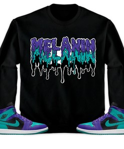 Jordan 1 Mid Black Grape Unisex T-Shirt, Sweatshirt, Hoodie, Melanin Dripping, Shirt To Match Sneaker